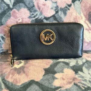 Michael Kors Black Wallet with Gold Logo